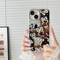 thumbnail image 2 of for iPhone 15 Phone Case, Plating Mirror & Aesthetic Ribbon Bow Pattern, Cute for Girl Women Makeup, Slim Soft TPU Bumper Shockproof Protective Phone Cover for iPhone 15-White Bow Knot, 2 of 10