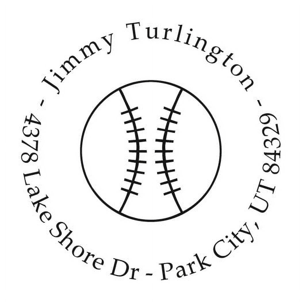 Personalized Round Self-Inking Rubber Stamp - Baseball Time