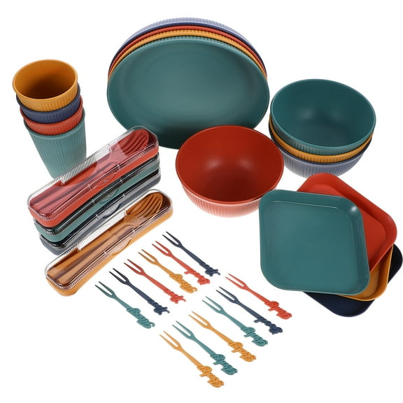 HEMOTON Wheat Straw Dinnerware Set Safe and for Home Use Assorted Color Lightweight and Easy to Clean