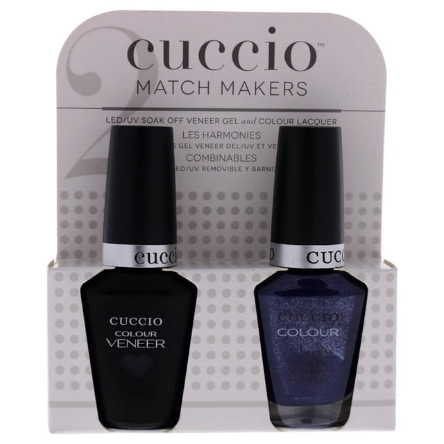 Match Makers Set - Lluvia morada en España por Cuccio Color para mujer - 2 piezas 0.44oz Veneer Soak Of Gel Esmalte de uñas, 0.43oz Esmalte de uñas de color