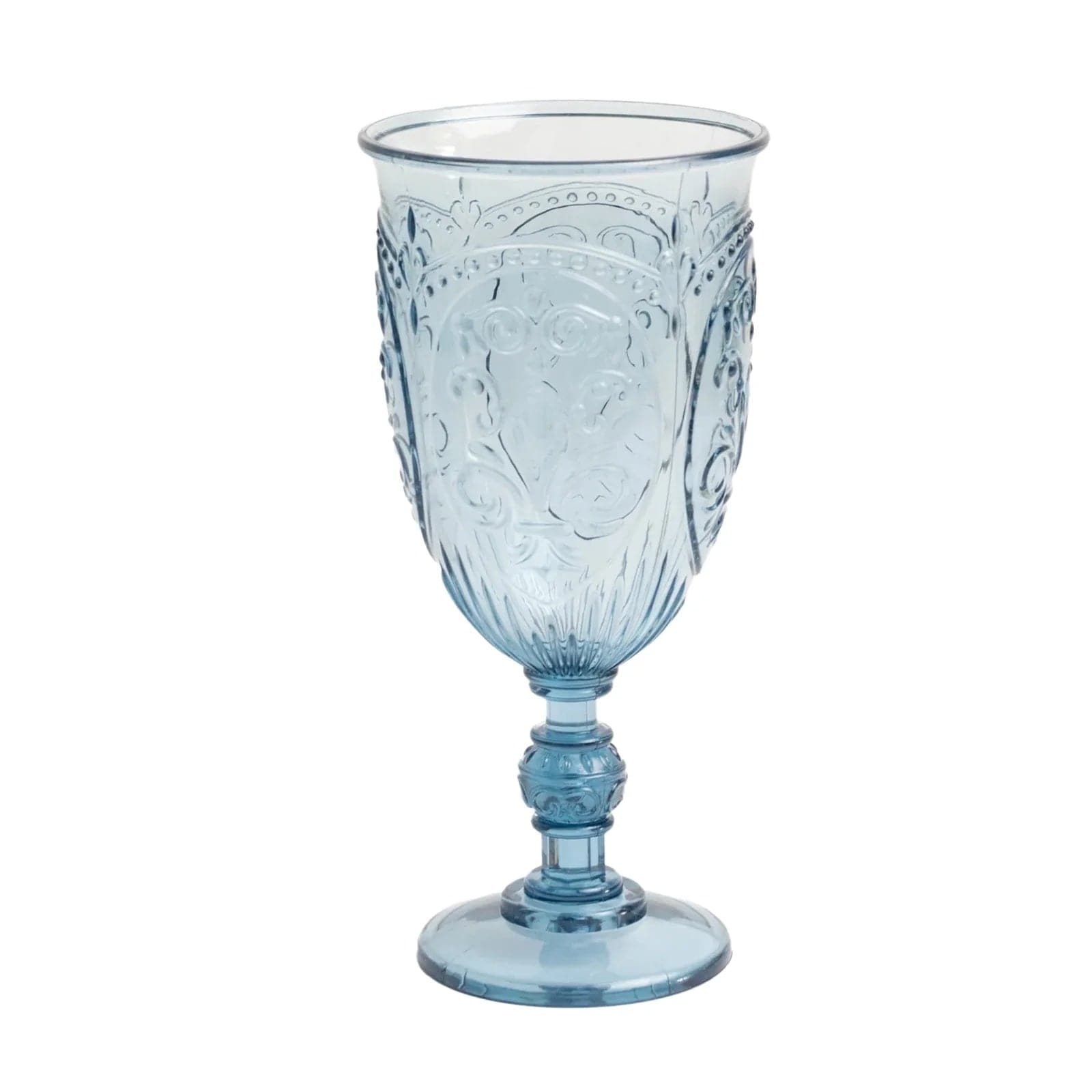 Balsa Circle 24 Dusty Blue 10 oz Transparent Plastic Wine Glasses Retro Embossed Style Wedding Party Tableware Decoration Supplies