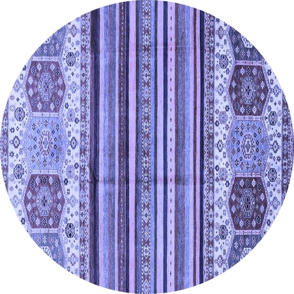 Ahgly Company Indoor Round Abstract Blue Modern Area Rugs, 5' Round