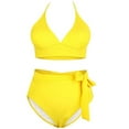 thumbnail image 6 of Puntoco Womens plus size swimsuits clearance Swimsuit High Waisted Tummy Control Swimwear Swimsuit Yellow, 6 of 9