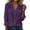 Purple, variant on Women's Long Sleeve Shirt, Small V Neck Button Up Cardigan Style with Chest Pocket, Casual Loose Fit Blouse for Daily Wear, Office Outfits and Spring Summer Essential Wardrobe-Black