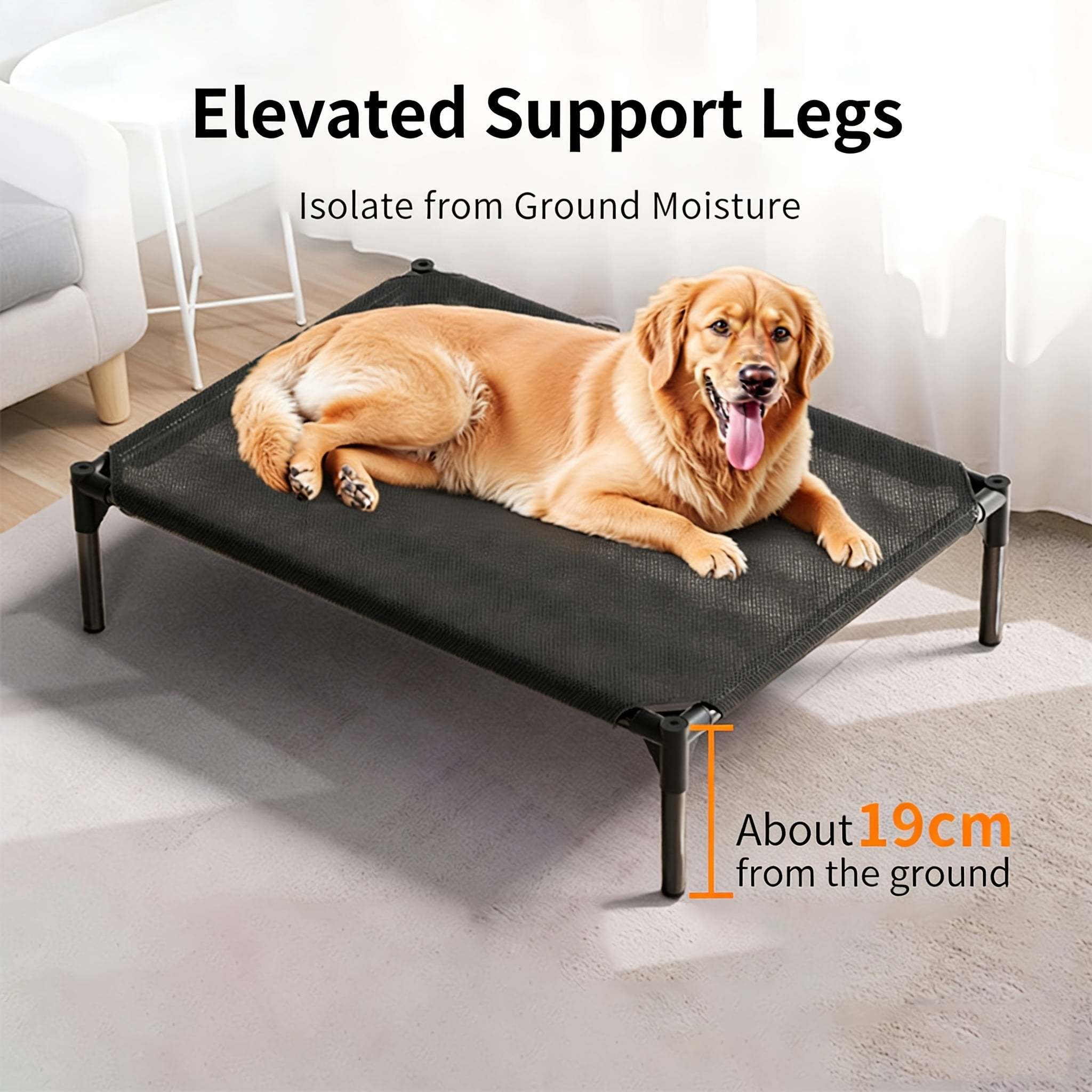 Portable Elevated Dog Bed Suitable for Small/Medium/Looking for Suitable for Dog Breeds, Indoor & Outdoor Cooling Raised Crib with Breathable Mesh Frame, Non-Slip Oxford Cloth Hammock Bed