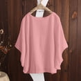 thumbnail image 5 of Tfken Women Tshirts For Summer Solid Color Crew Neck Batwing Sleeve Tops Fashion Casual Daily Wear Female Leisure Shirts Pink, 5 of 6