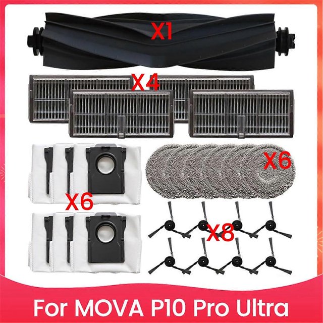 Vacuum Replacement Parts for MOVA P10 Pro for Ultra Robot Vacuum Cleaner Main Brush Dust Bags Filter