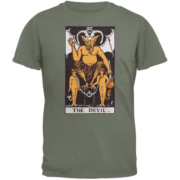 Halloween Devil Tarot Card Military Green Adult T-Shirt - 2X-Large
