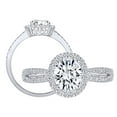thumbnail image 2 of AFFY 14K White Gold Over Sterling Silver Vintage Oval Moissanite Halo Engagement Ring (G-H-I Color, VS1-VS2 Clarity, 1 Cttw) Ring Size-5, 2 of 4