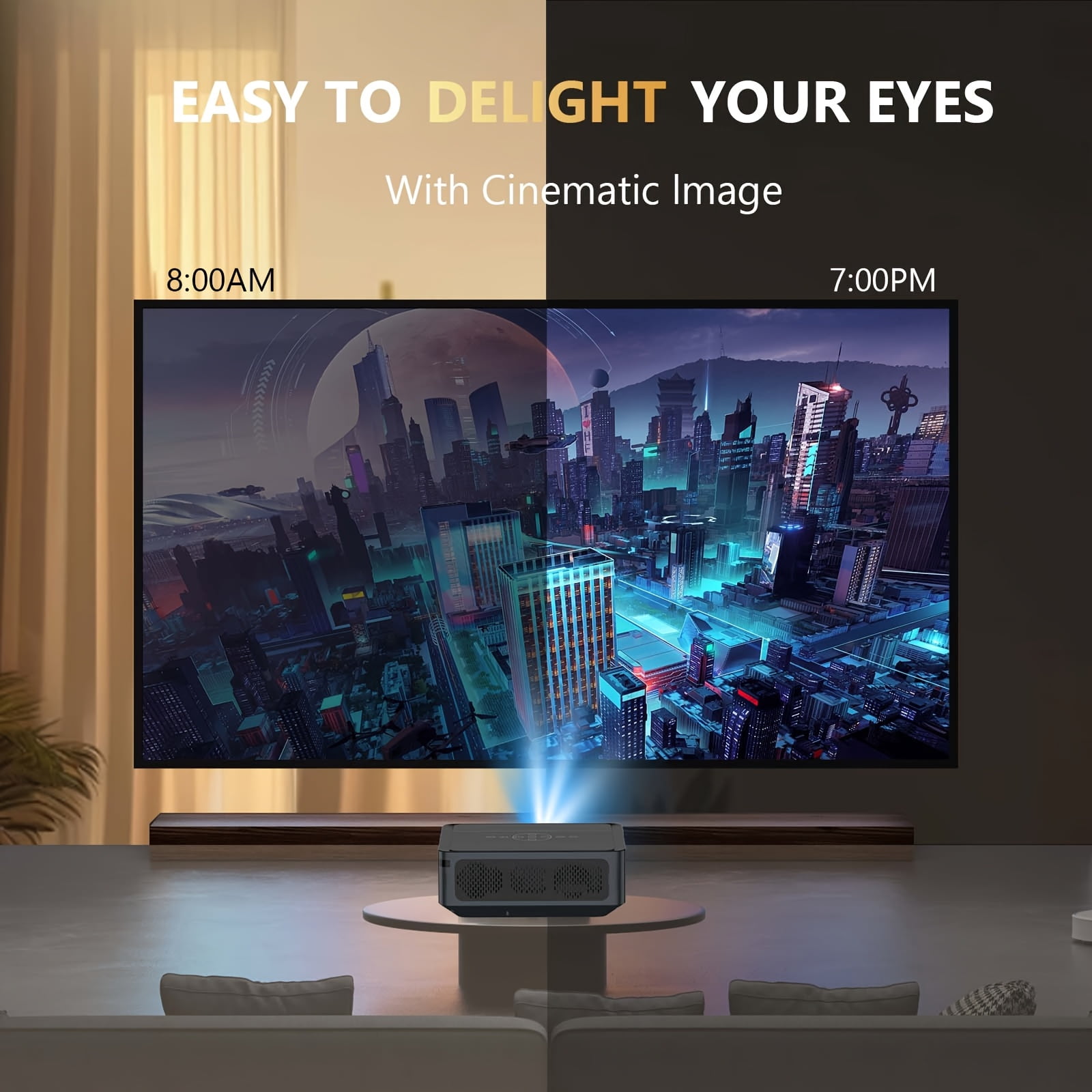 8K Supported 1200 ANSI Projector, Native 1080P Auto Focus, 5G WiFi & Auto 4D Keystone, Compatible with PS5/Smartphone/Laptop