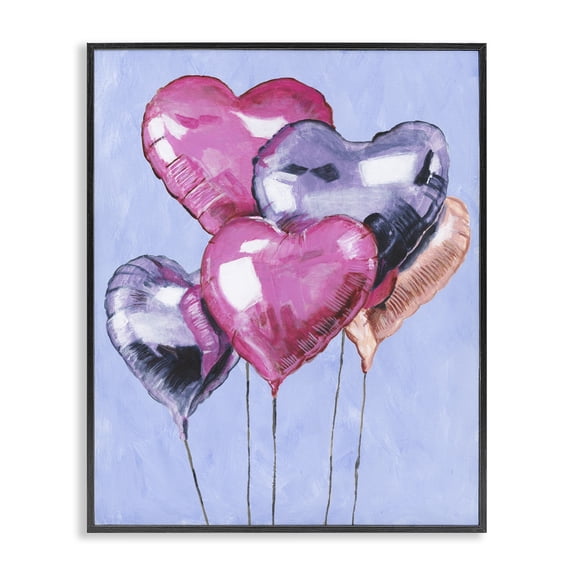 Stupell Industries Heart Balloons Celebration Black Framed Giclee Art, design by Michael Willett