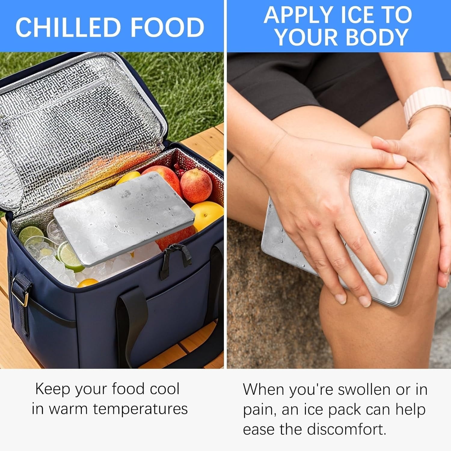 Topboutique Stainless Steel Ice Packs,Freezer Packs for Camping,Reusable Ice Packs,Travel Ice Pack for Outdoor Cooler Box,Keep Food and Drinks Fresh and Cool