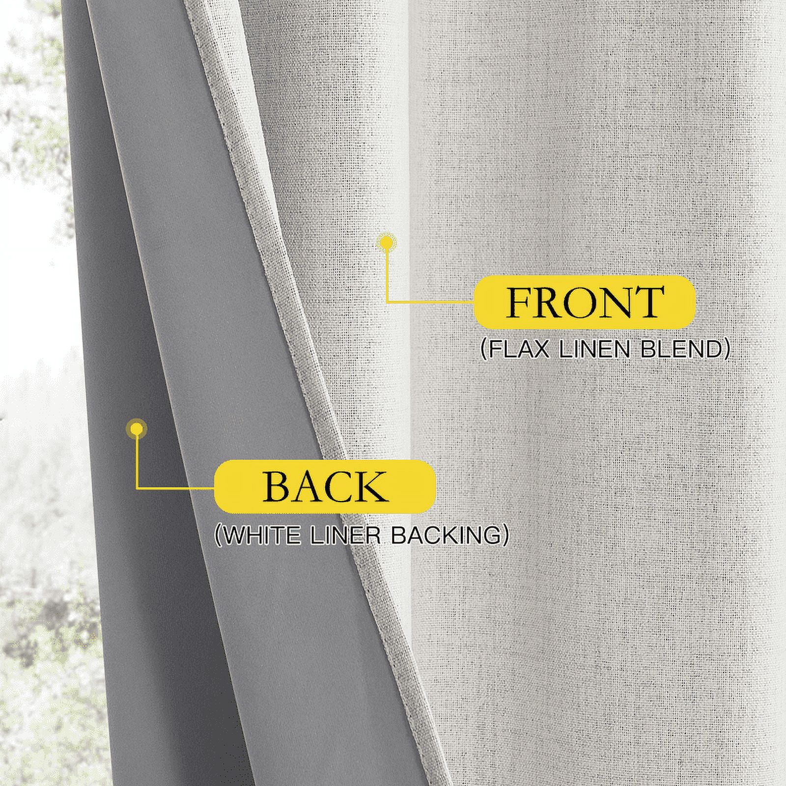 NICETOWN 100% Blackout Curtains for Bedroom Grommet Energy Saving Noise Reducing Solid Linen Drapes, W42 x L90, Angora, 2 Panels