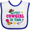 thumbnail image 3 of Inktastic Cutest Cowgirl in Town with Cowgirl Hat and Boots Girls Baby Bib, 3 of 4
