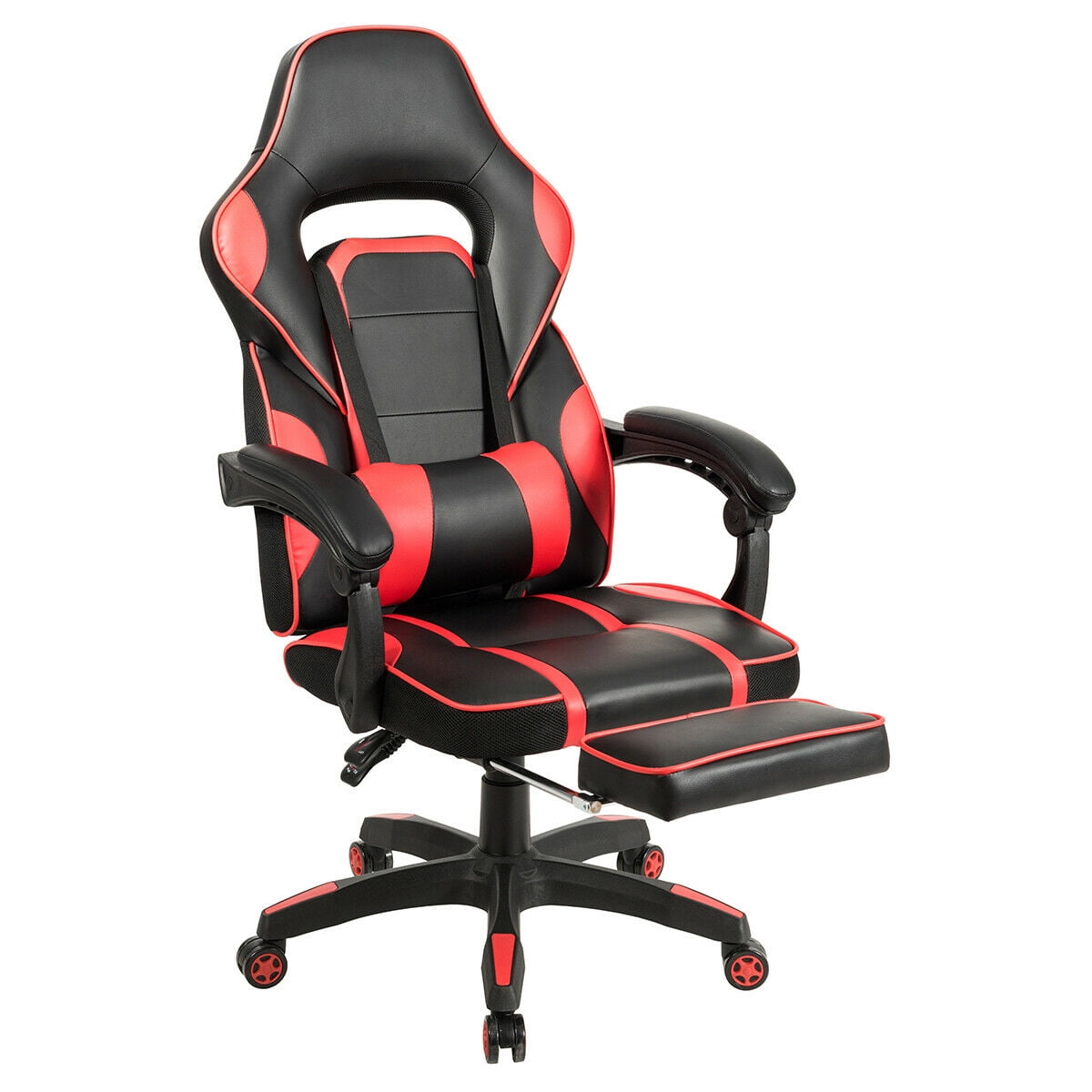 Gymax Massage Gaming Chair Recliner Racing Chair w/ Retractable