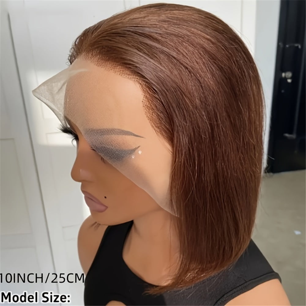 Short Bob Wigs Human Hair 13x4 Lace Wigs 180% Density 4# Straight Transparent Lace Frontal Wig
