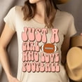 thumbnail image 4 of Just a Girl Who Loves Football Shirt | Retro Game Day Tee for Women, Azalea, Size L, 4 of 6
