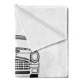 thumbnail image 2 of Enjoy the Ride Soft Flannel Fleece Throw Blanket, Life is a Journey Enjoy the Ride Words Vintage Automobile, Cozy Plush for Indoor and Outdoor Use, 60" x 80", Black and White, by Ambesonne, 2 of 5