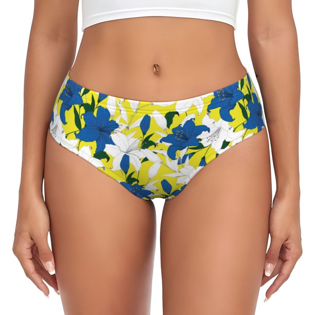 Fotbe Lilies Flowers Calzones Estampados para Mujer – Ropa Interior de Algodón, Cómoda, Suave y Elástica-4X-Large