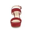 thumbnail image 6 of BLISSFUL STEP Mother's Day Women's Platform Heels Chunky Heel Slingback Open Toe Sandals Red 10, 6 of 7