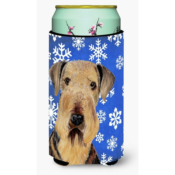 Airedale Winter Snowflakes Holiday Tall Boy Hugger