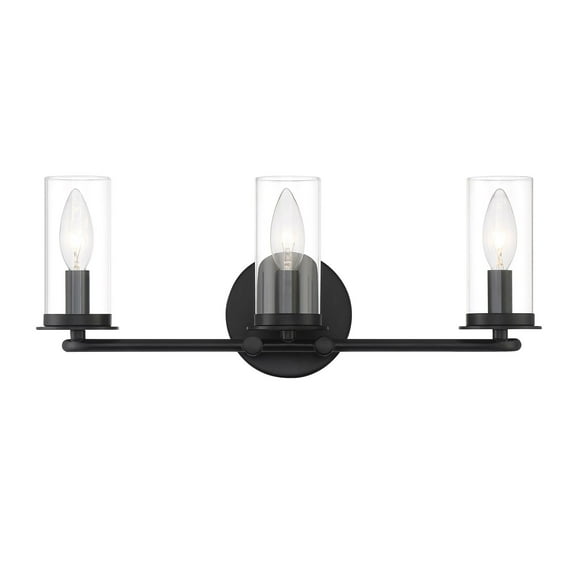 Designers Fountain Hudson Heights 3 Light Matte Black Bathroom Vanity Light Fixture, D268C-3B-MB