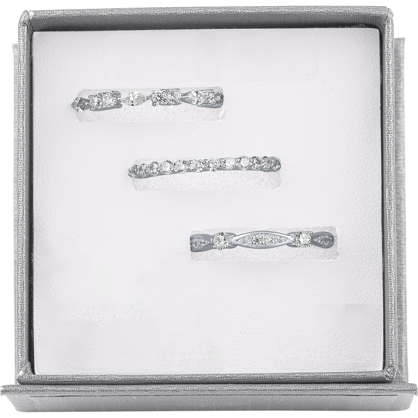 Brilliance Fine Jewelry Simulated Diamond 3 Stackable Bands in Sterling Silver