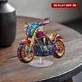 thumbnail image 6 of Rotating acrylic ornament featuring a vibrant stained glass motorcycle design with bright colors and clear outlines on a white background, 6 of 8