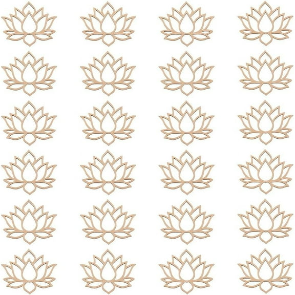 24 Pack Lotus Dream Catcher Rings 4x3.4 Inch Wooden Macrame Hoops Smooth Unfinished Macrame Rings Flower Shape Macrames Ring for DIY Crafts Projects Home Wall Hanging Decoration