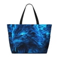 thumbnail image 2 of Kdxio Ice Blue Fire Wolf for Beach Bag for Women Large Beach Tote Bag Waterproof Sandproof Swim Bag with Zipper Pockets Beach Vacation Travel, 2 of 7