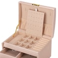 thumbnail image 4 of Caja Organizadora de Joyas, Cuero de PU de 3 Capas, Cerradura, Grande, para Aretes, Collares, Anillos, 4 of 9