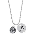thumbnail image 1 of Delight Jewelry Silvertone Love in Circle Silvertone Script Initial Disc - M - Charm Necklace, 20"+3", 1 of 4
