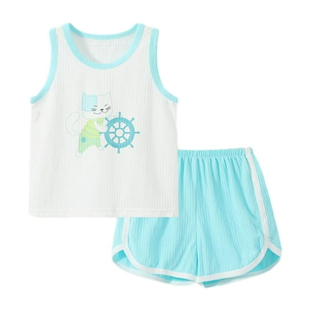 

Geire 6 Months-3 Years Children Unisex Summer Letter Printed Sleeveless Vest Tee Shirt & Elastic Waist Shorts Casual Relaxed-Fit 2 Piece Outfit