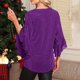 thumbnail image 5 of Ounisa Womens 3/4 Ruffle Sleeve Sparkly Tops Sequin V Neck Blouses Dressy Casual Fall Shirts, 5 of 7