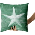 thumbnail image 2 of Coastal Coral Pillow Covers Set of 2, Decorative Summer Beach Ocean Themed Pillow Cases Green Wood Deck Nautical Cotton Square Couch Cushion Cover for Sofa Bed Living Room Cozy Home Decor 16x16 Inch, 2 of 6