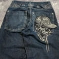 thumbnail image 4 of American Y2K nuevo Hip Hop gótico bordado recto Jeans hombres calle Casual suelto de gran tamaño trapeador pantalones de pierna ancha pareja Jeans, 4 of 5