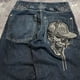 thumbnail image 4 of American Y2K nuevo Hip Hop gótico bordado recto Jeans hombres calle Casual suelto de gran tamaño trapeador pantalones de pierna ancha pareja Jeans, 4 of 5