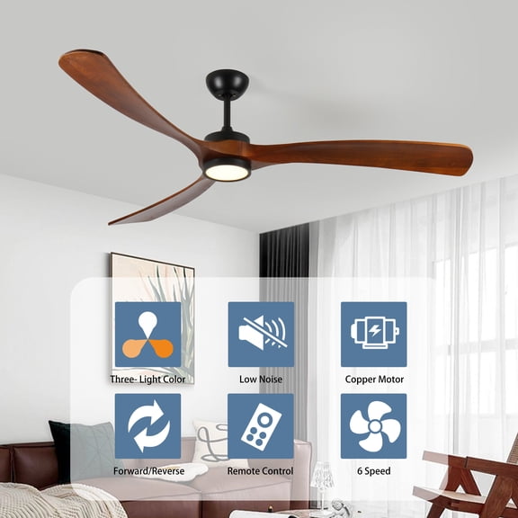 Tower Fan 72 Inch wood Ceiling Fan with light, Low Profile Ceiling Fan with Remote Control,Noiseless Reversible DC Motor with Timer,Box Fan