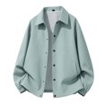 thumbnail image 5 of FRSASU Men's Casual Coach Jacket Snap Button Closure Collared Loose Fit Lightweight Windbreaker Outerwear Mint Green, 5 of 6