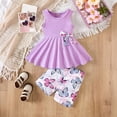 thumbnail image 4 of Tiijoy Summer Girls Outfits Bow Sleeveless Peplum Top Butterfly Shorts Set, Sizes 4-5, 4 of 8
