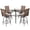 Brown-5 pieces, variant on Nuu Garden 5-Piece Outdoor Bar Set, Bar Height Patio Bistro Set, 4 Textilene Height Back Bar Stools with Footrest and 1 High Top Table with Umbrella Hole, Black and Gray
