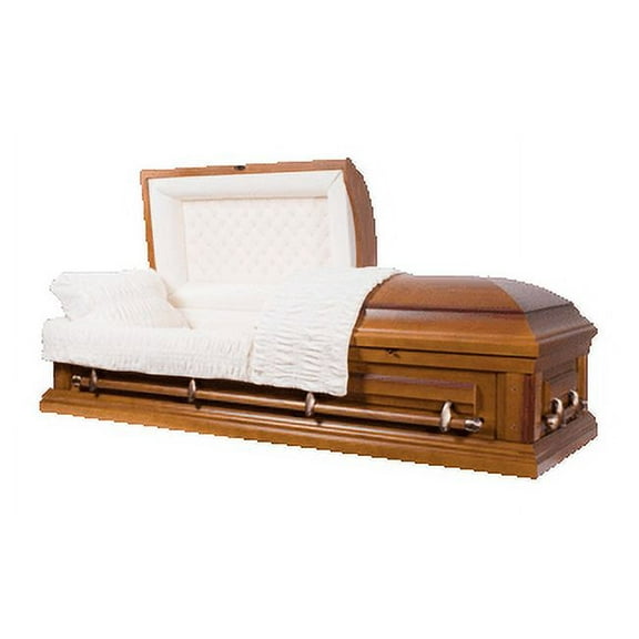 Overnight Caskets Woodbridge Poplar Funeral Casket with Cream Velvet Interior - Solid Poplar Wood