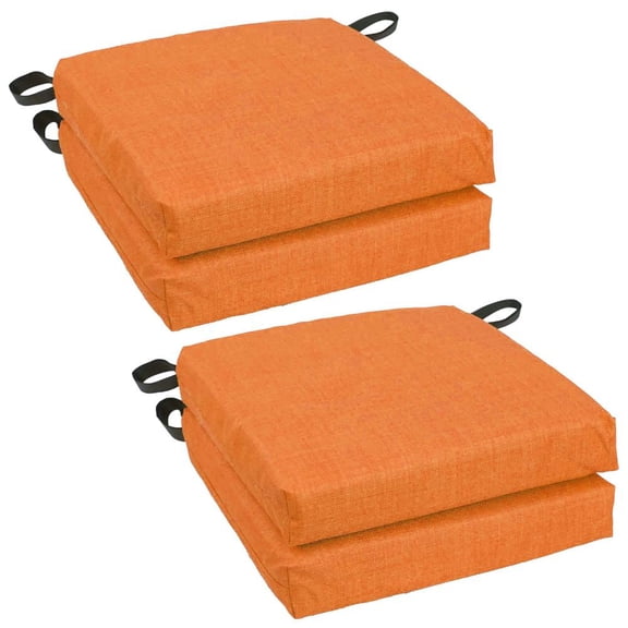 Blazing Needles 16" x 13" Orange Chair Outdoor Seating Cushion (4 Count)