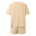 thumbnail image 5 of Womens Two Piece Outfits Summer Linen Short Sleeve Casual Loose Fit Drawstring Shorts Sets With Pockets Womens Swimming Petite Swim Shorts Bikini plus Size Swimsuit Bathing Suits Extra Large Bathing, 5 of 5
