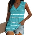 thumbnail image 6 of Brilliant Womens Tank Tops Plus Size Fashion Women's Summer V-Neck Sleeveless Striped Casual Tank Top Blouse (Blue,XL), 6 of 6