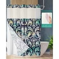 thumbnail image 2 of No Hook Shower Curtain with Snap in Liner, Blue Green Lines Flowers Abstract Art Hotel Shower Curtains for Bathroom, Washable Shower Curtain Liner Set with Mesh Top Window, 72"x84", 2 of 6
