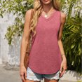 thumbnail image 3 of CQONEPT V Neck Tank Tops for Women Causal Tunic Sleeveless Top Ladies Solid Color Cami,Blue, 3 of 9
