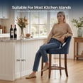 thumbnail image 6 of Bar Stools Set of 2, Upholstered Counter Height Bar Stools, Modern Counter Stools with Wood Legs for Kitchen Island Dining Room Bar, Blue, 6 of 8