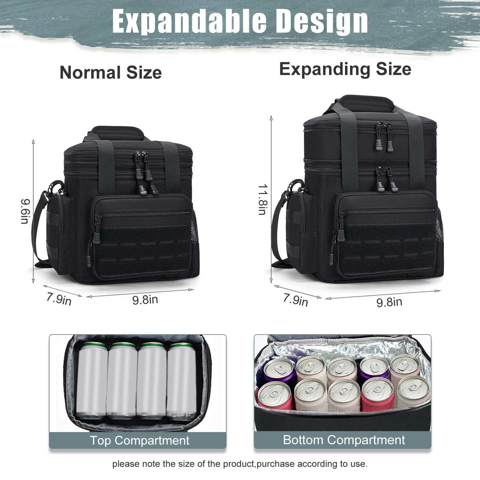 Holuxer Insulated Tactical Lunch Box, Black photo 2