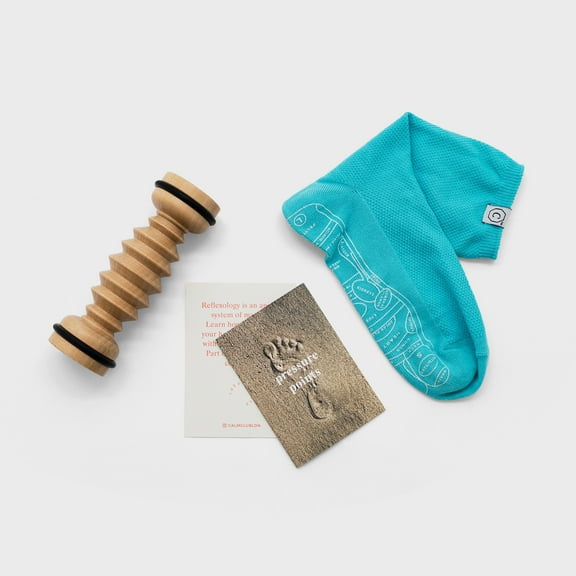 Calm Club | Foot Massager Kit | Wood Therapy Massage Tools | Includes Massage Socks & Reflexology Guide | Relaxation Gifts For Women | Massage Roller & Foot Roller | Foot Care For Stress Relief